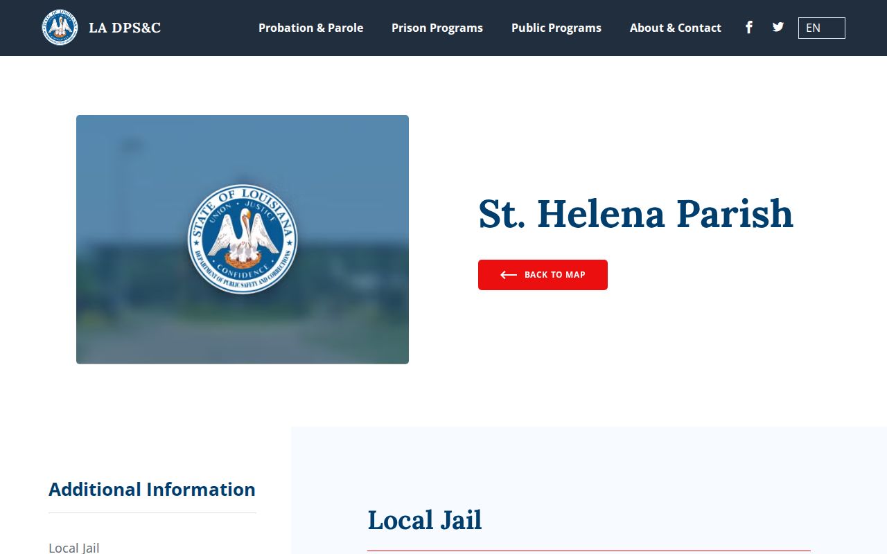 St. Helena Parish Jail release facility directory entry